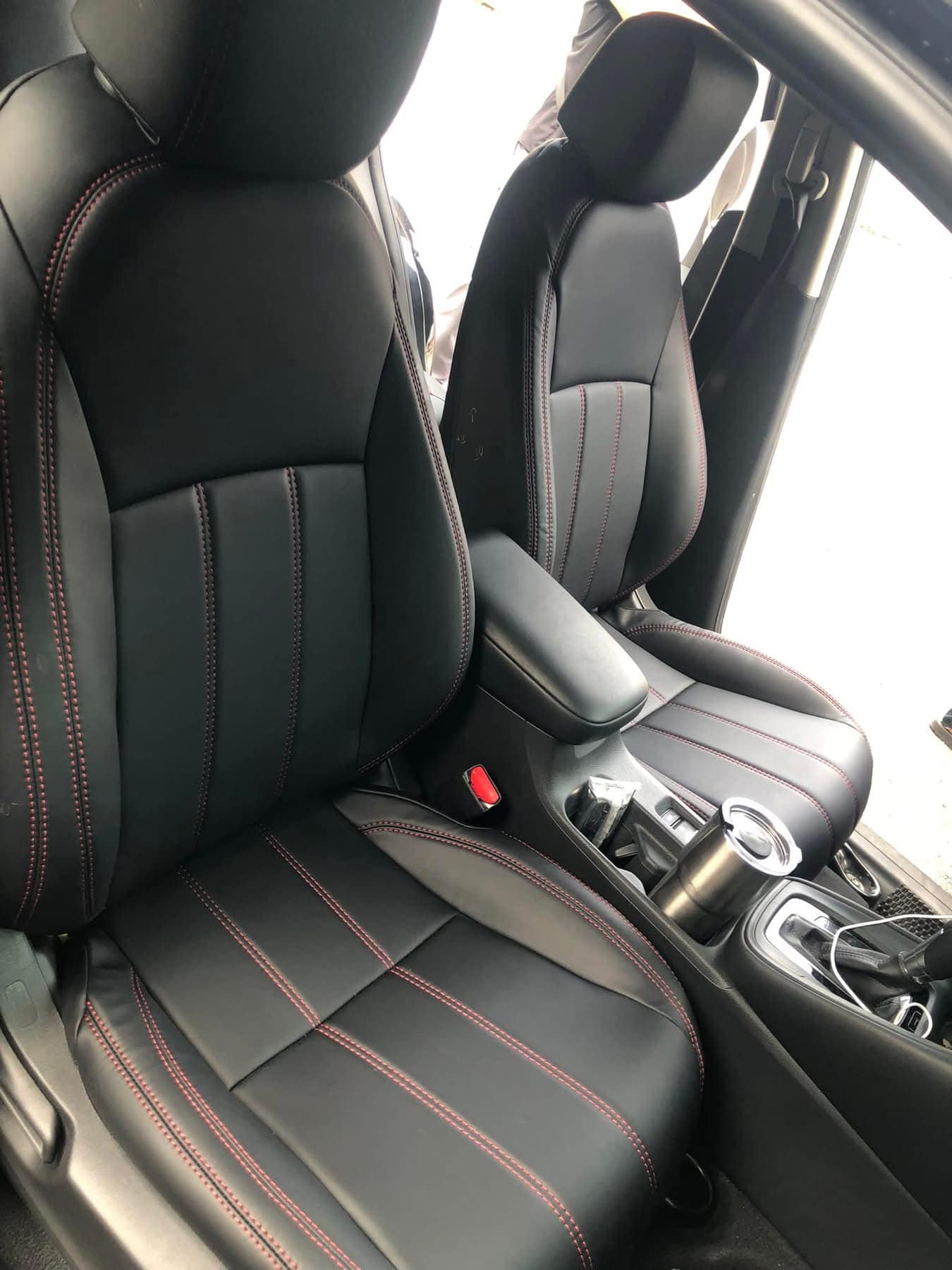 Honda City bọc ghế da Nappa tone màu đen + chỉ đỏ